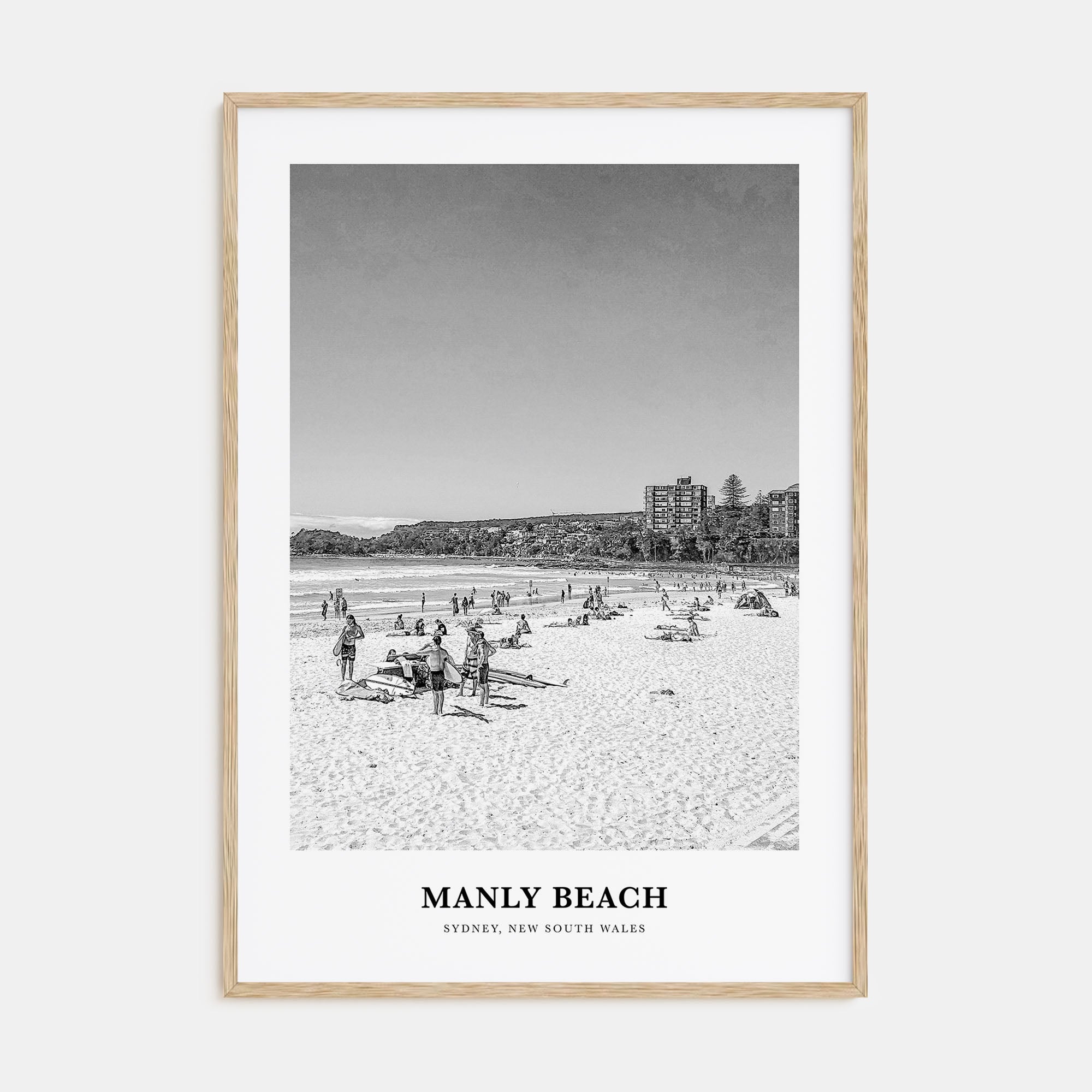 Manly Beach Portrait B&W Poster