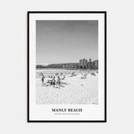Manly Beach Portrait B&W Poster