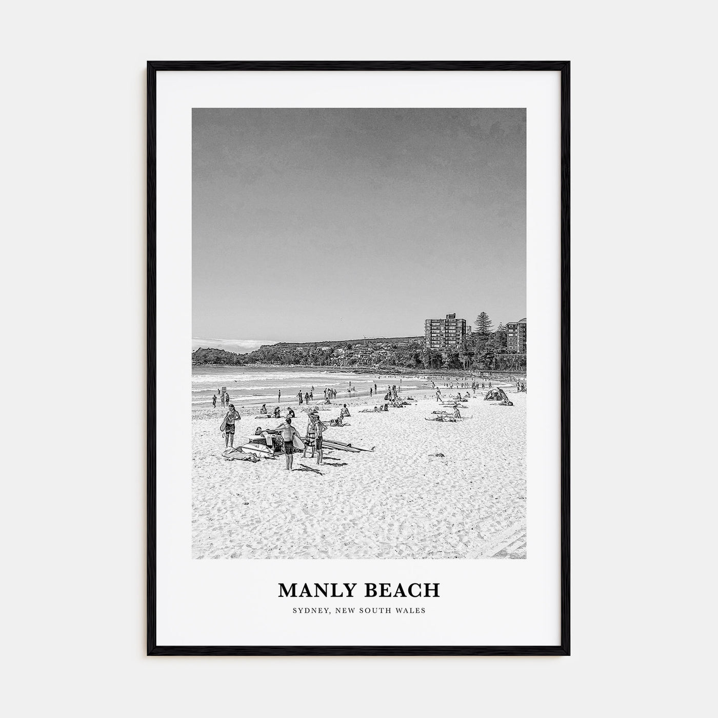 Manly Beach Portrait B&W Poster