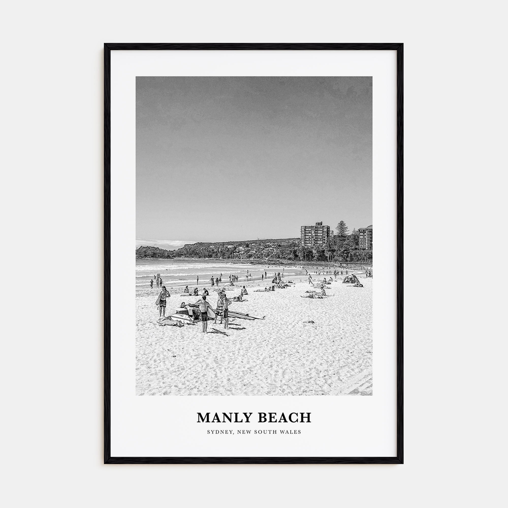 Manly Beach Portrait B&W Poster