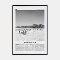 Manly Beach Travel B&W Poster