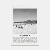 Manly Beach Travel B&W Poster
