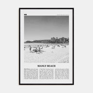 Manly Beach Travel B&W Poster