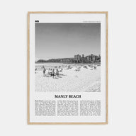 Manly Beach Travel B&W Poster