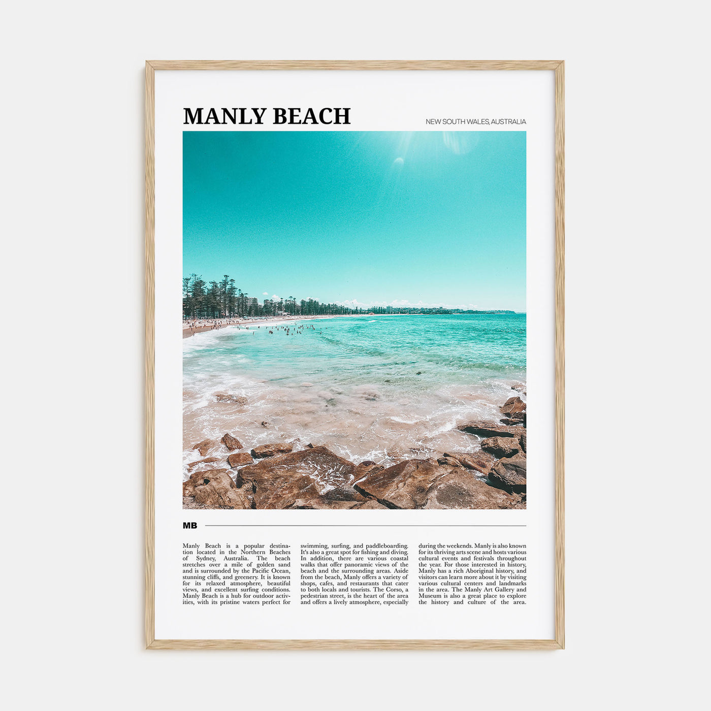 Manly Beach Travel Color Poster
