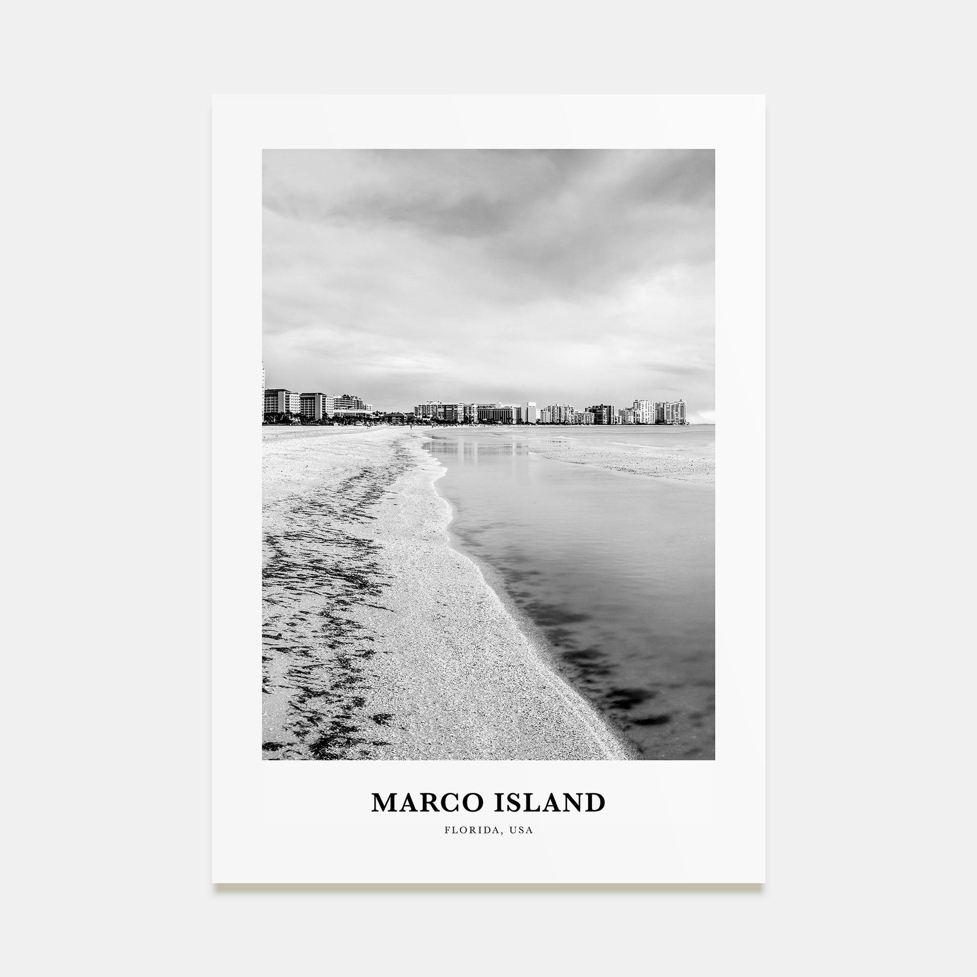 Marco Island Portrait B&W Poster