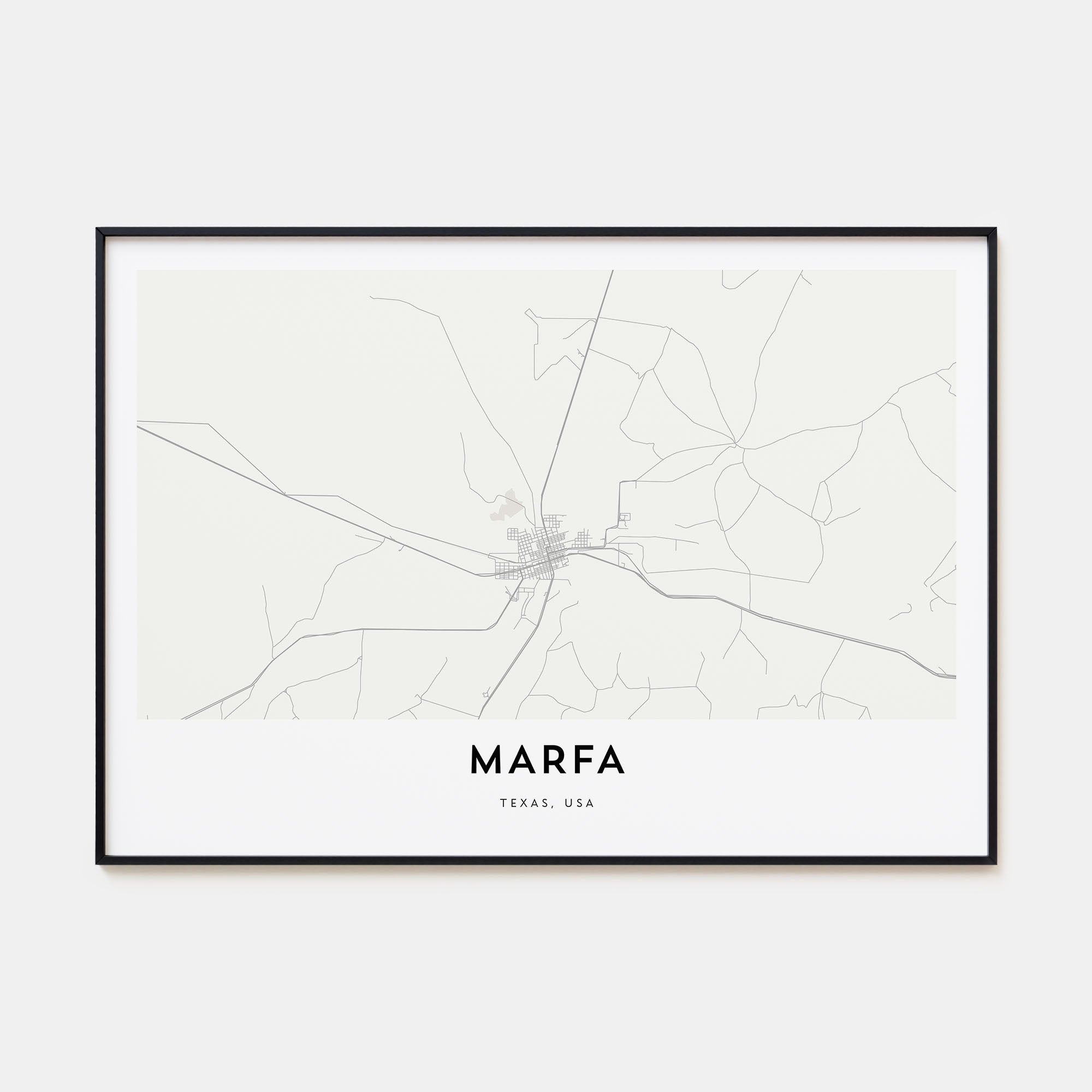 Marfa Map Landscape Poster