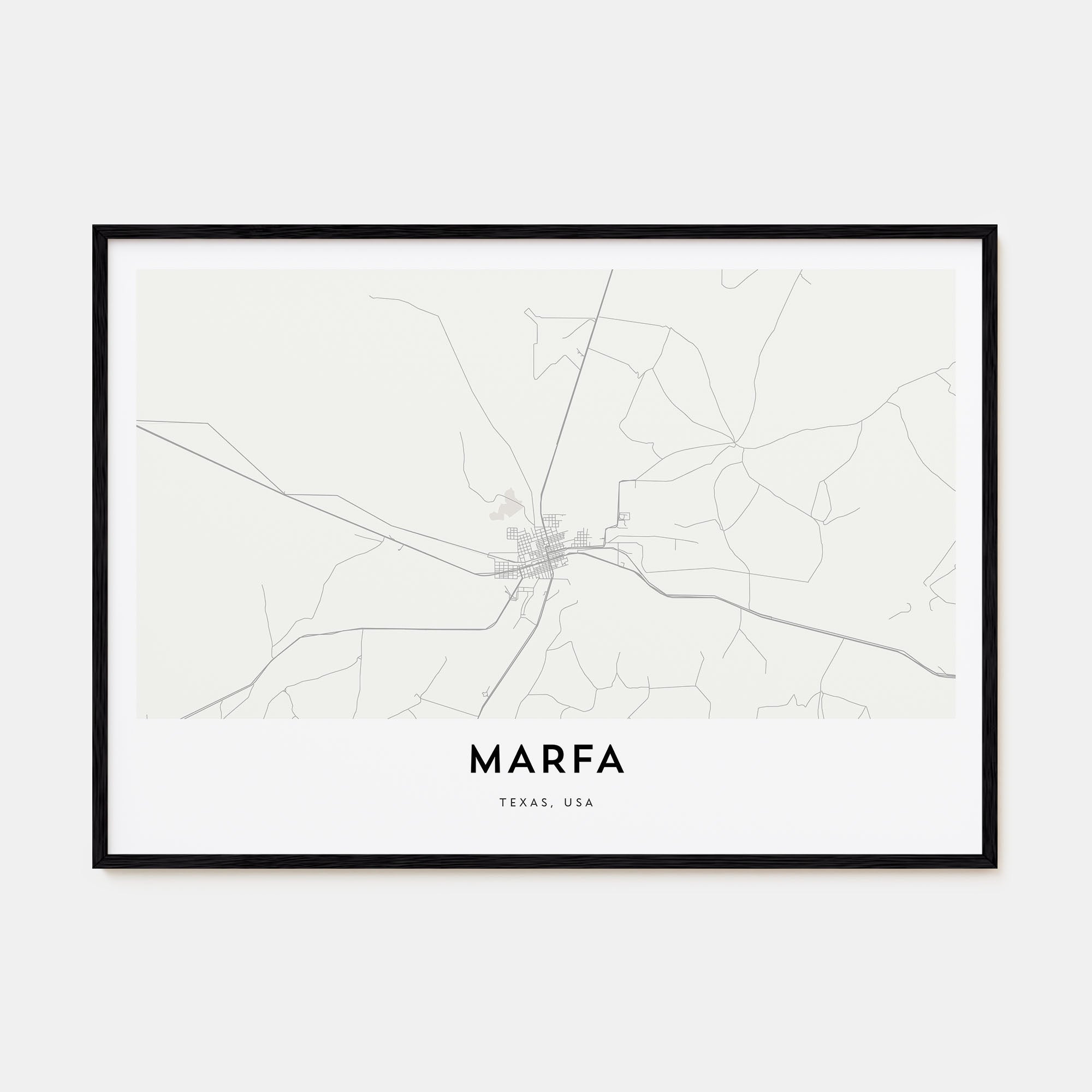 Marfa Map Landscape Poster