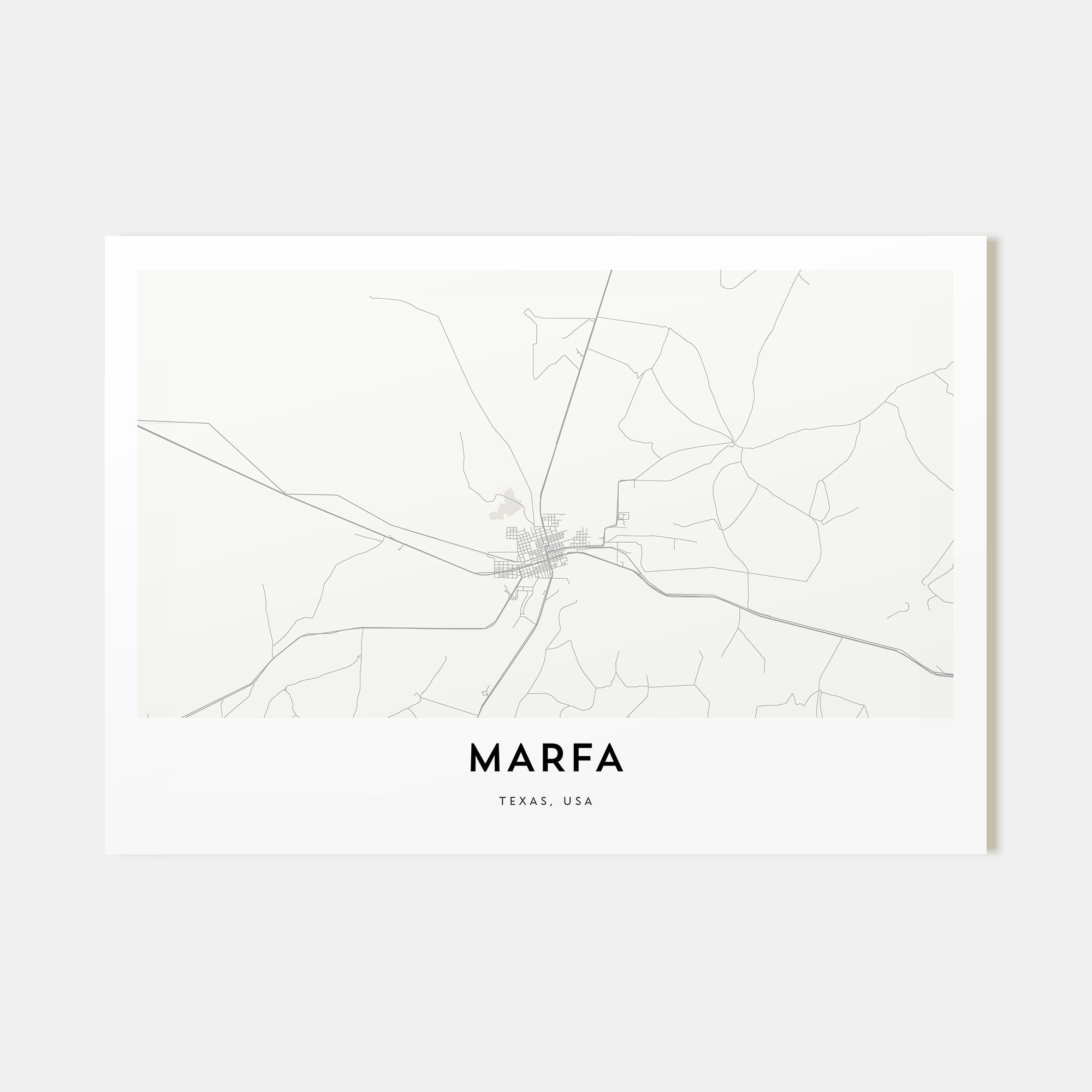 Marfa Map Landscape Poster