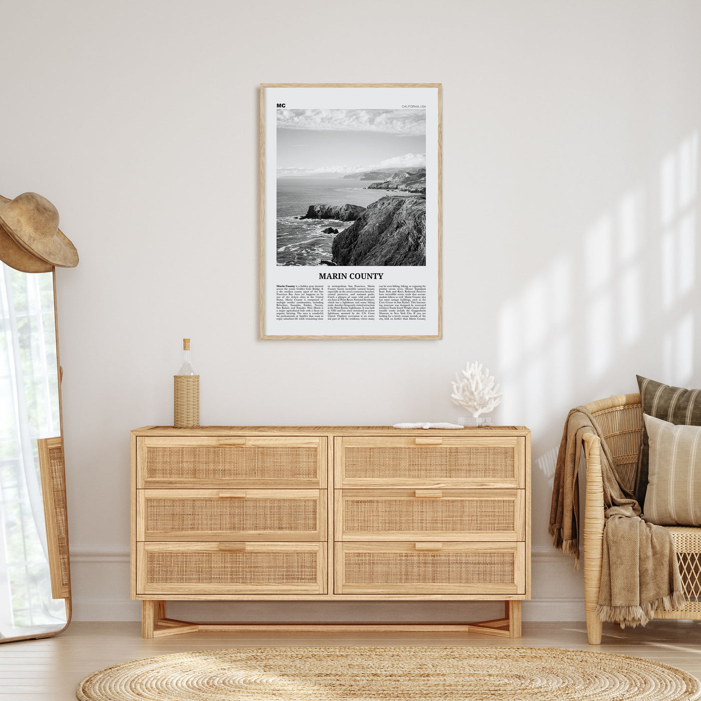 Marin County Travel B&W Poster