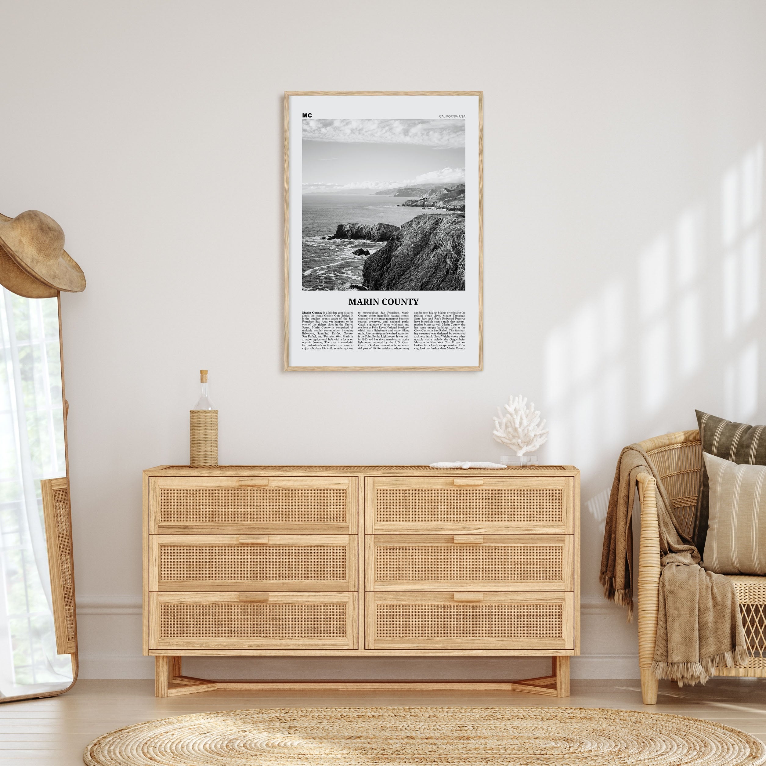 Marin County Travel B&W Poster