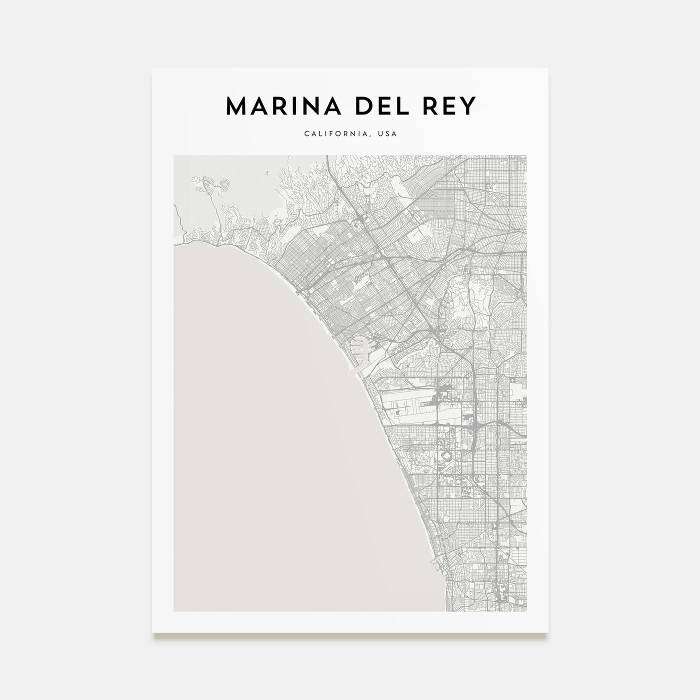 Marina Del Rey Map Portrait Poster