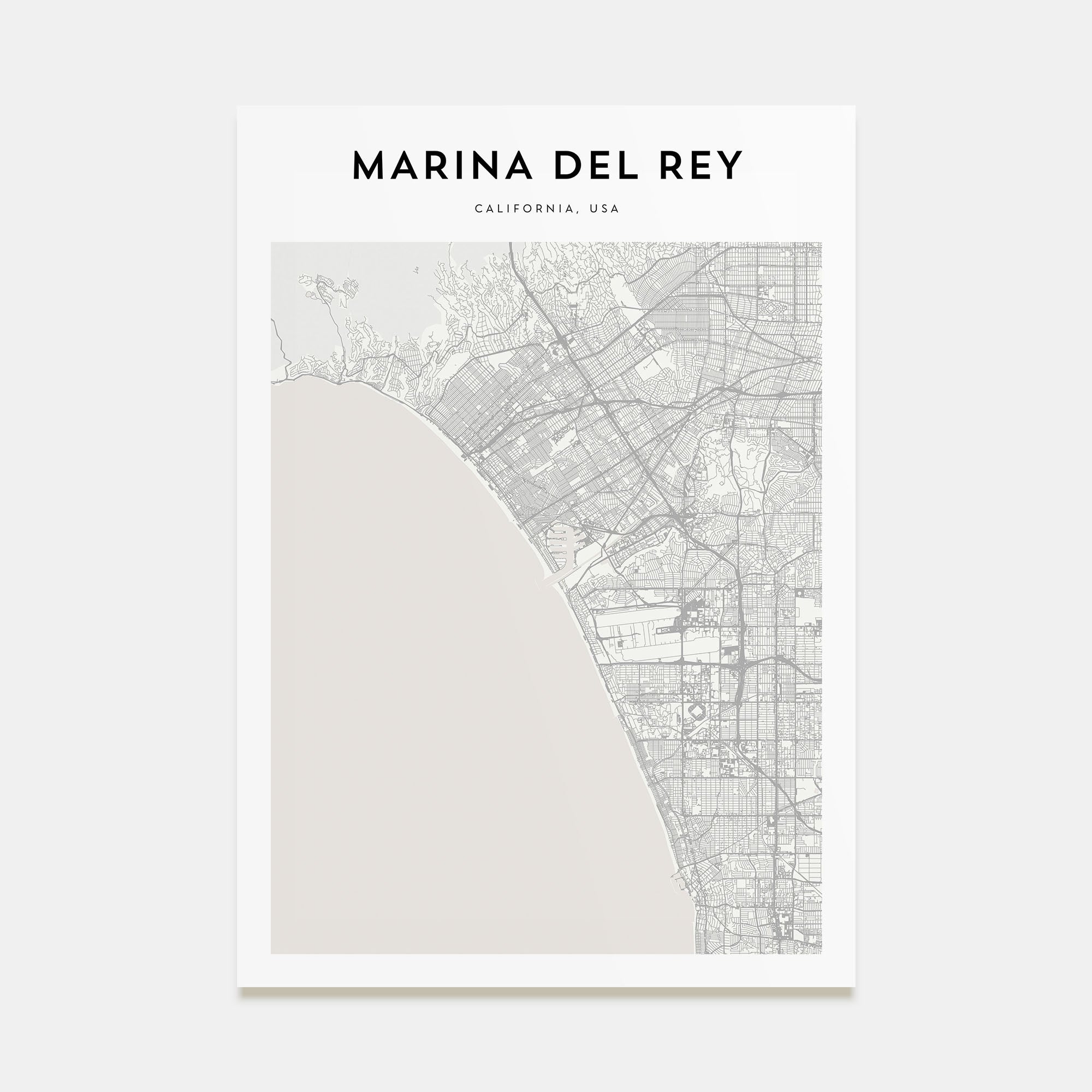 Marina Del Rey Map Portrait Poster