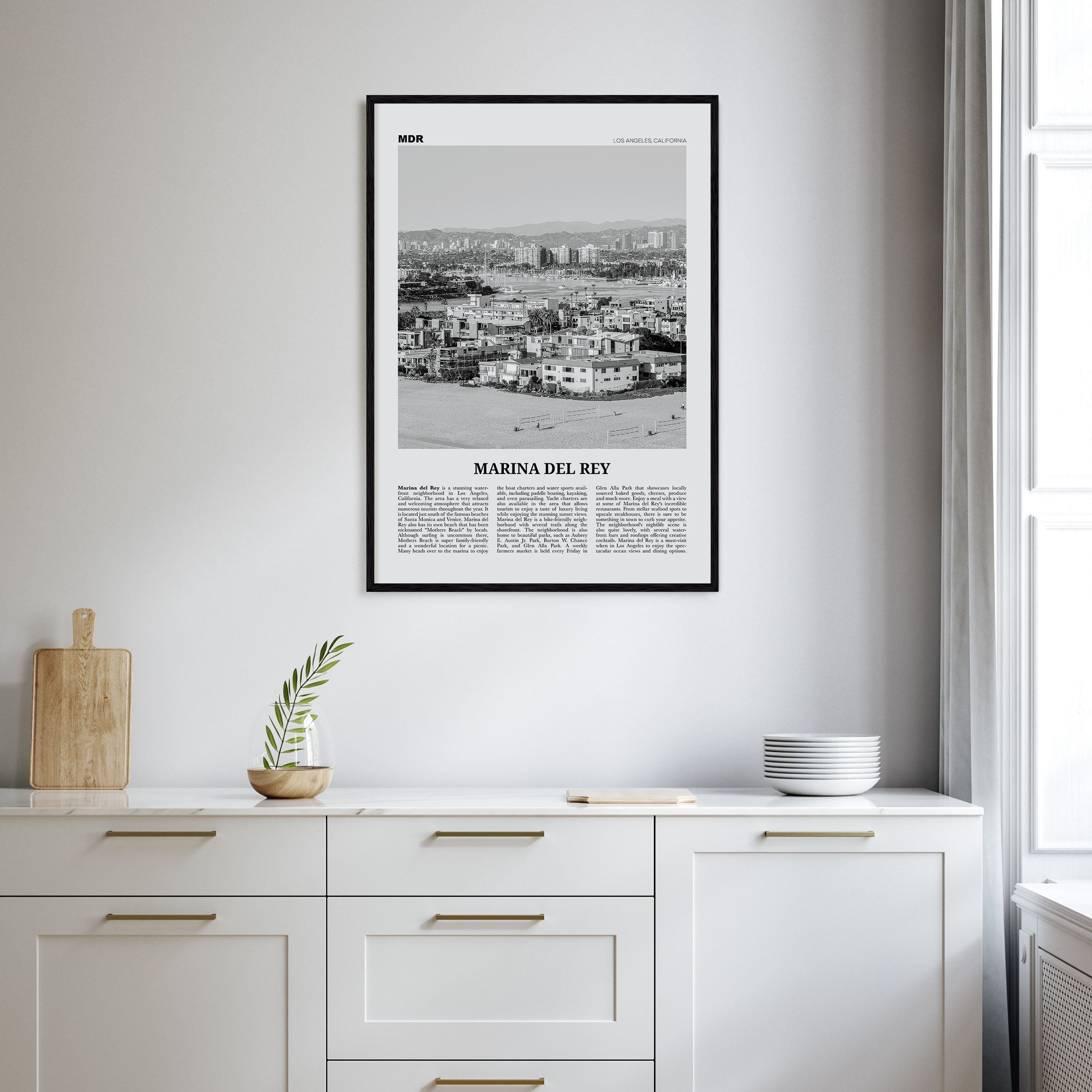 Marina Del Rey Travel B&W Poster