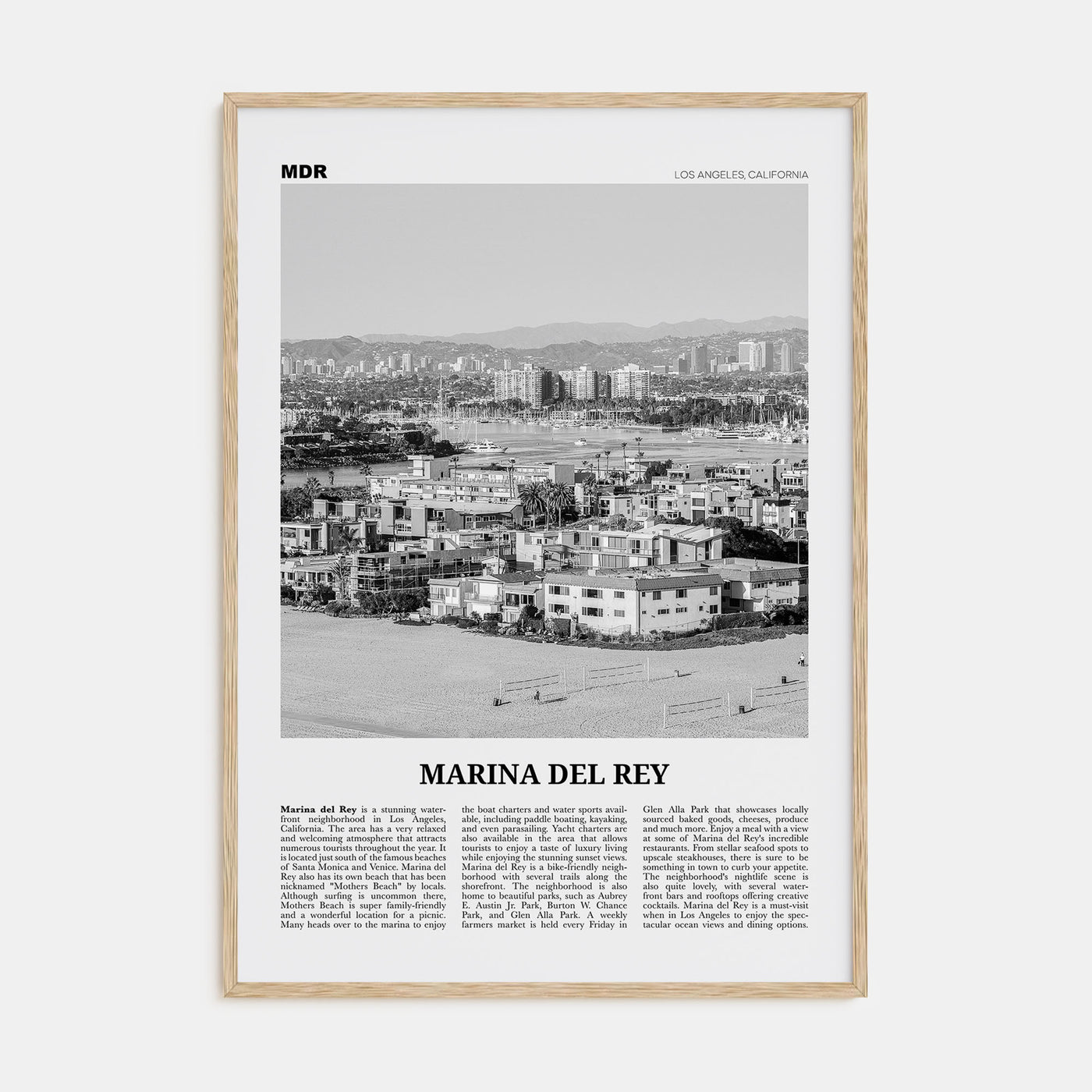 Marina Del Rey Travel B&W Poster