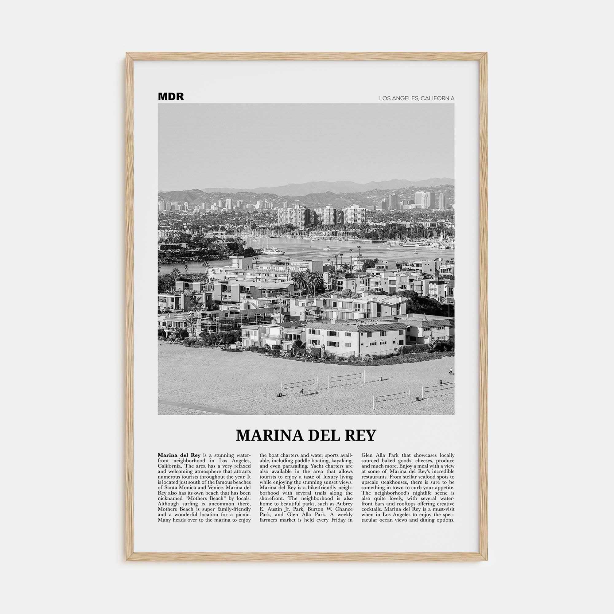 Marina Del Rey Travel B&W Poster