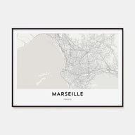 Marseille Map Landscape Poster