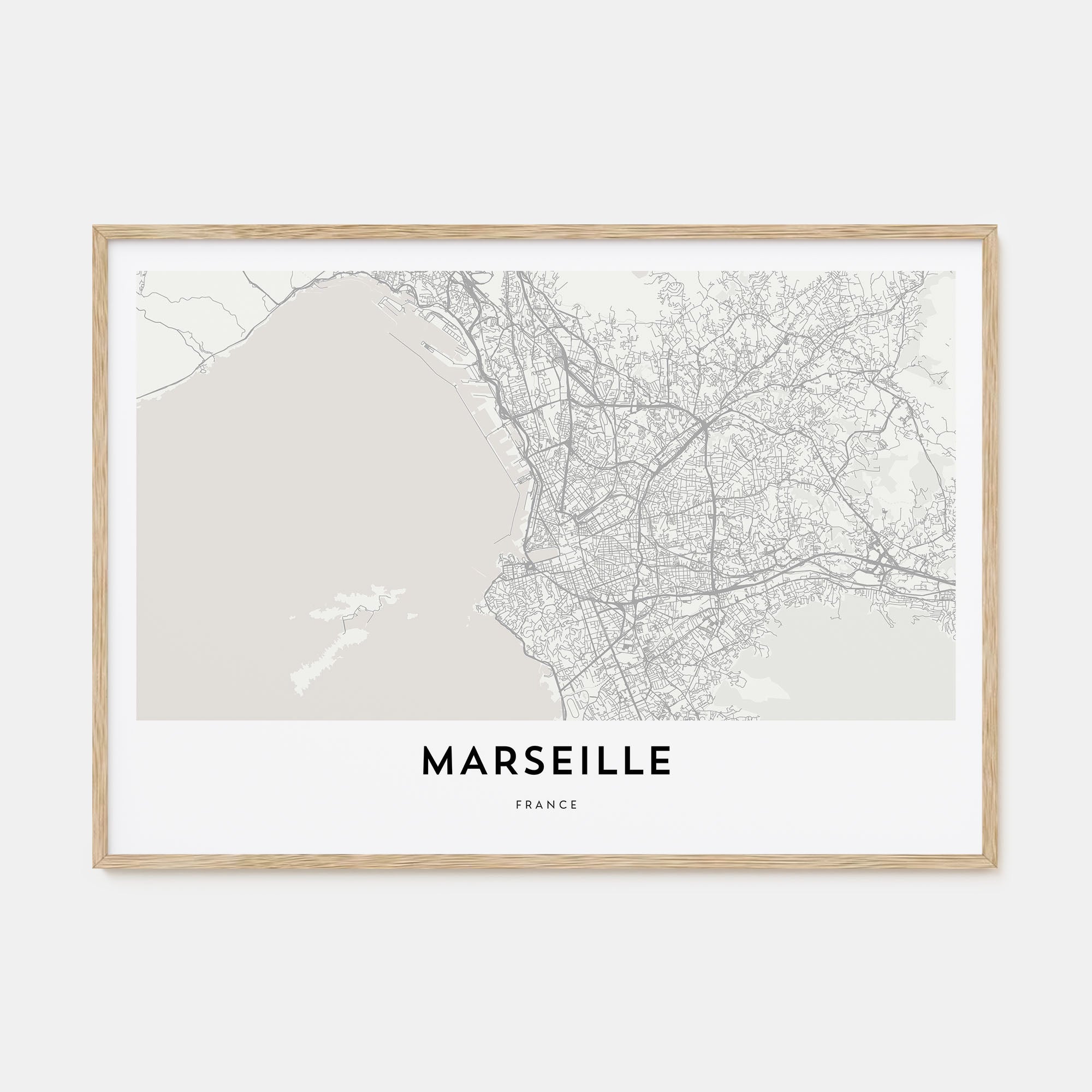 Marseille Map Landscape Poster
