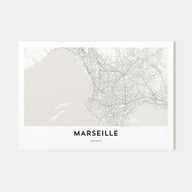 Marseille Map Landscape Poster