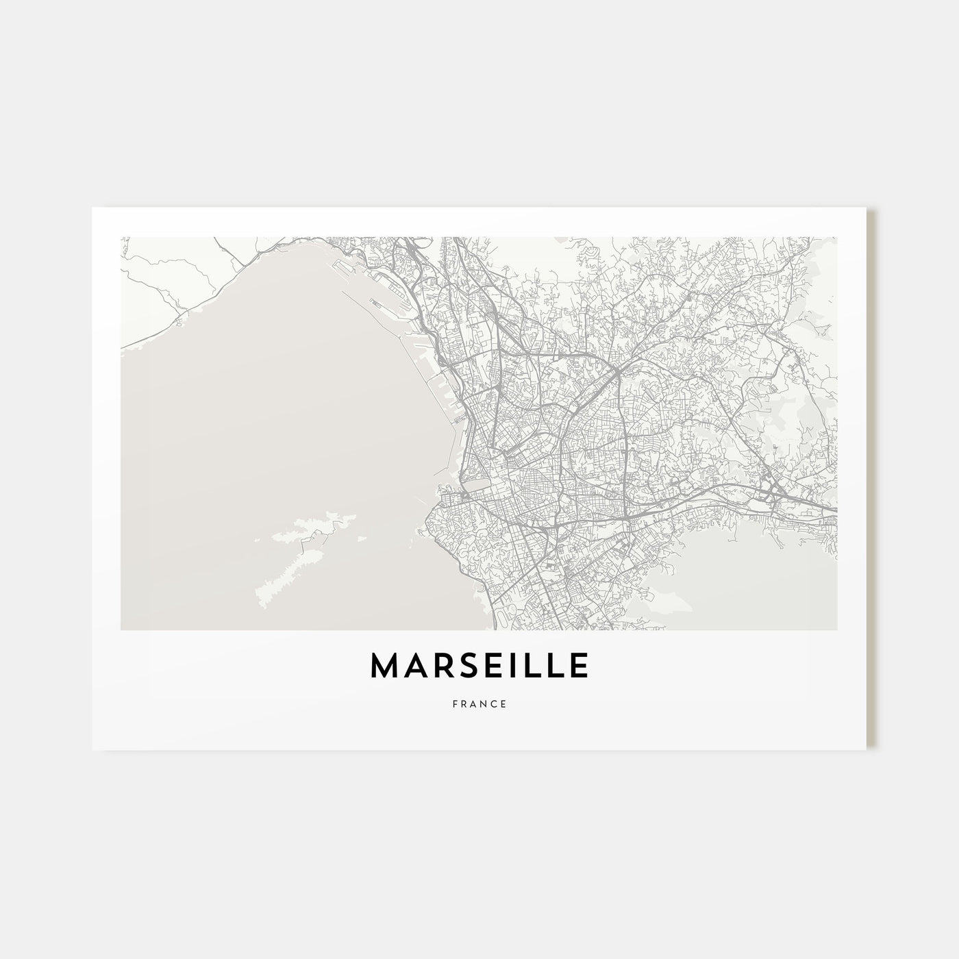 Marseille Map Landscape Poster