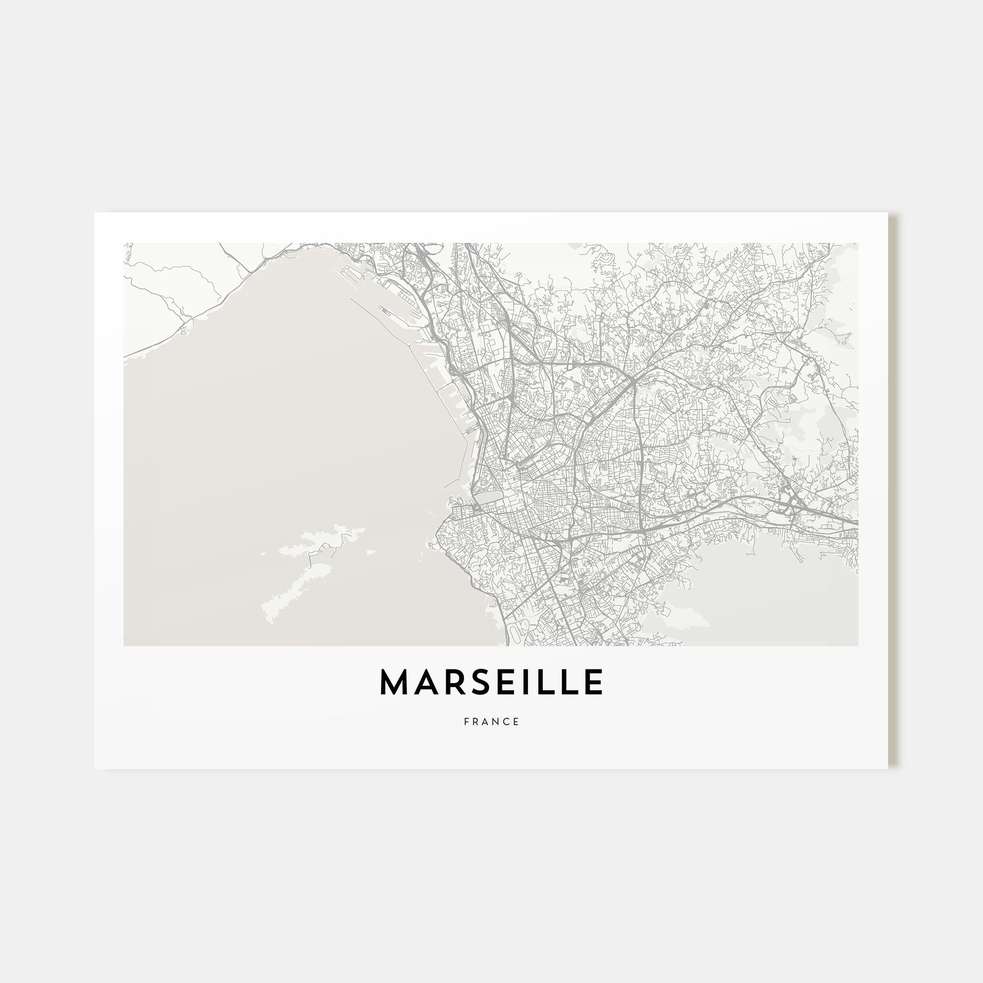 Marseille Map Landscape Poster