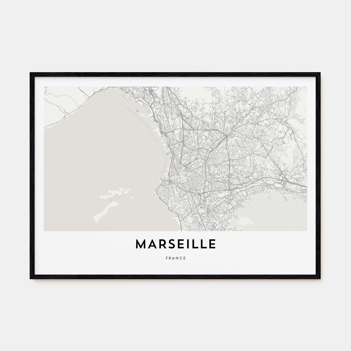 Marseille Map Landscape Poster