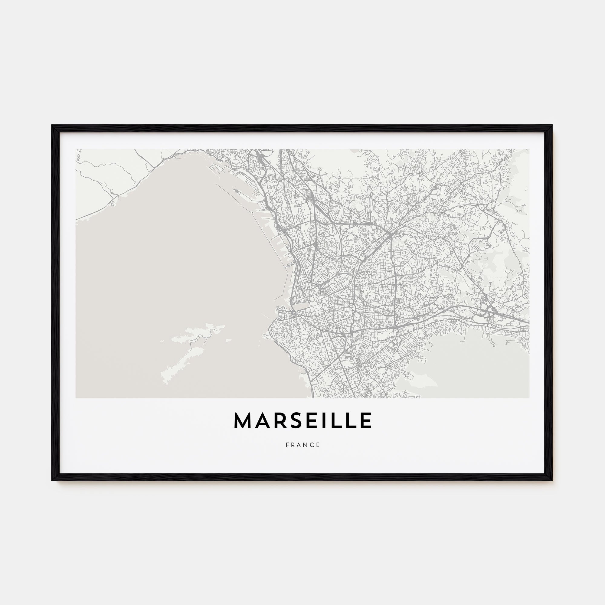Marseille Map Landscape Poster