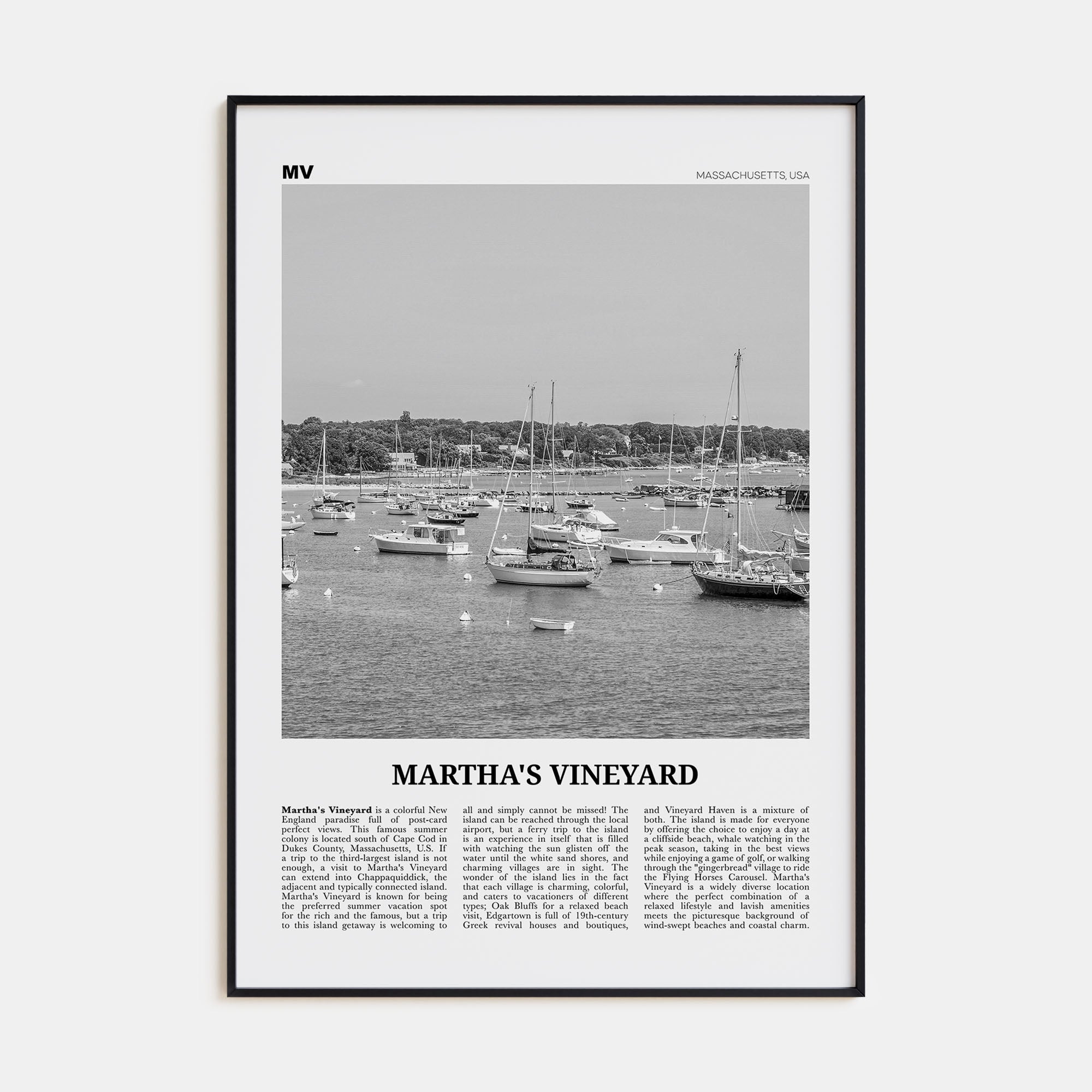 Martha's Vineyard Travel B&W Poster
