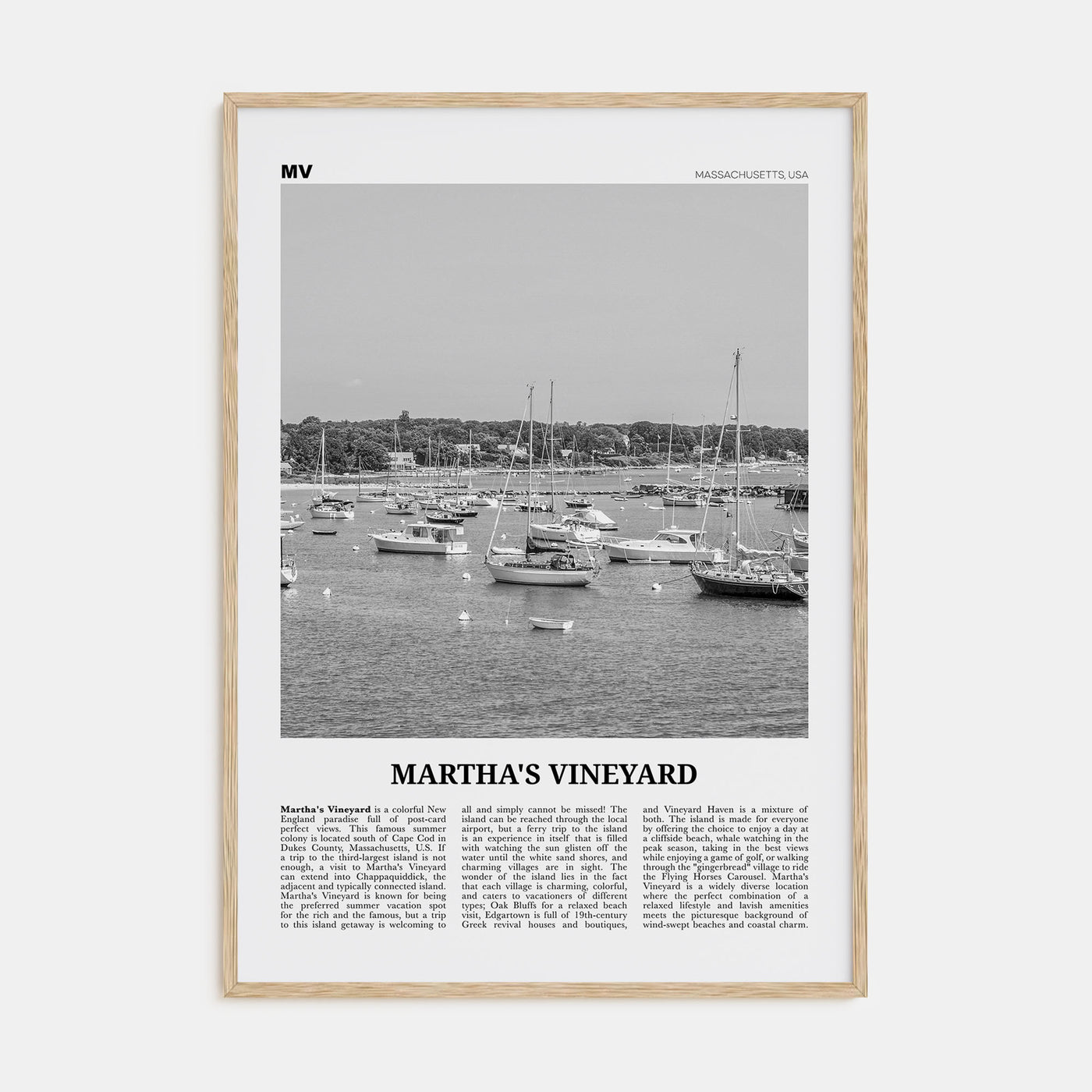 Martha's Vineyard Travel B&W Poster