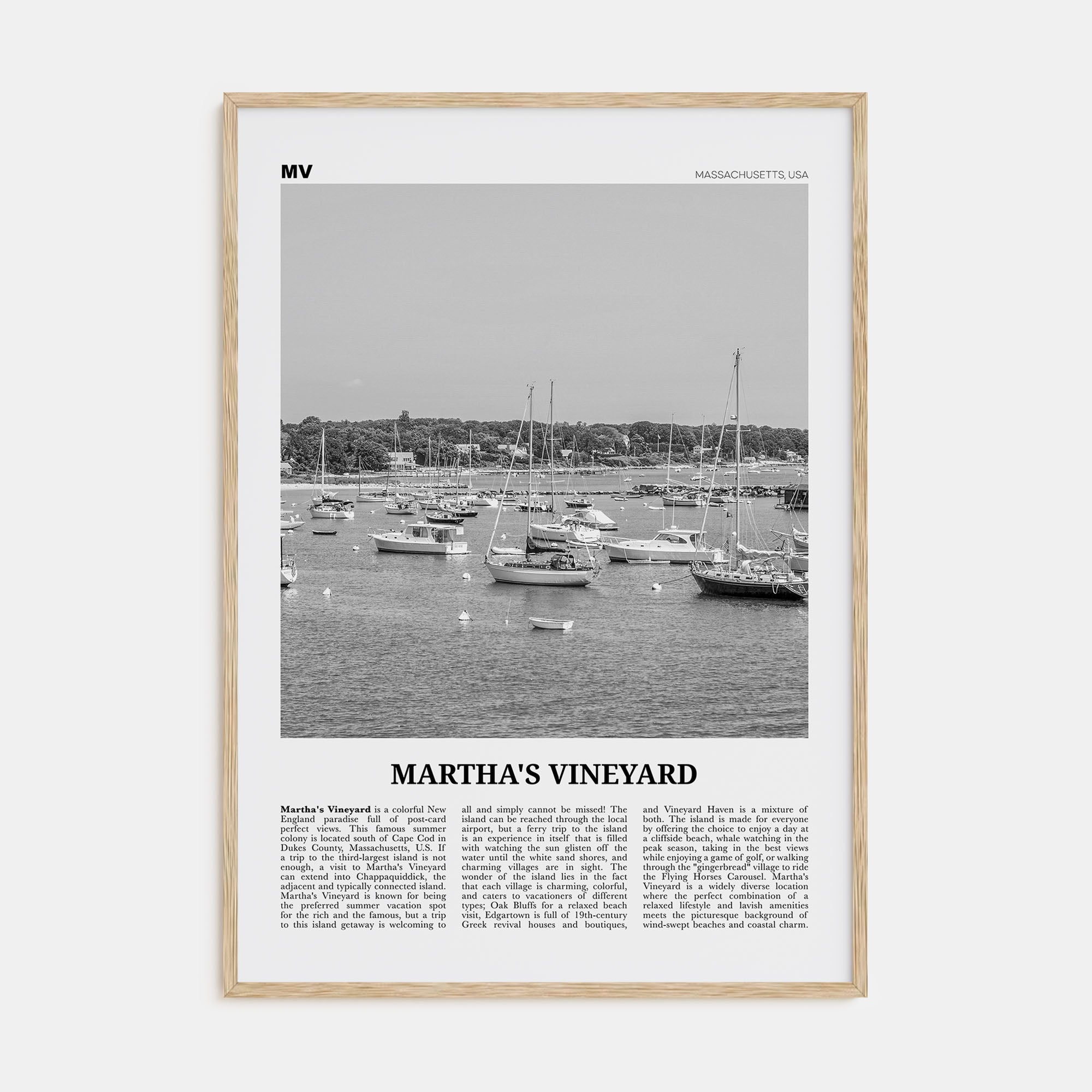 Martha's Vineyard Travel B&W Poster