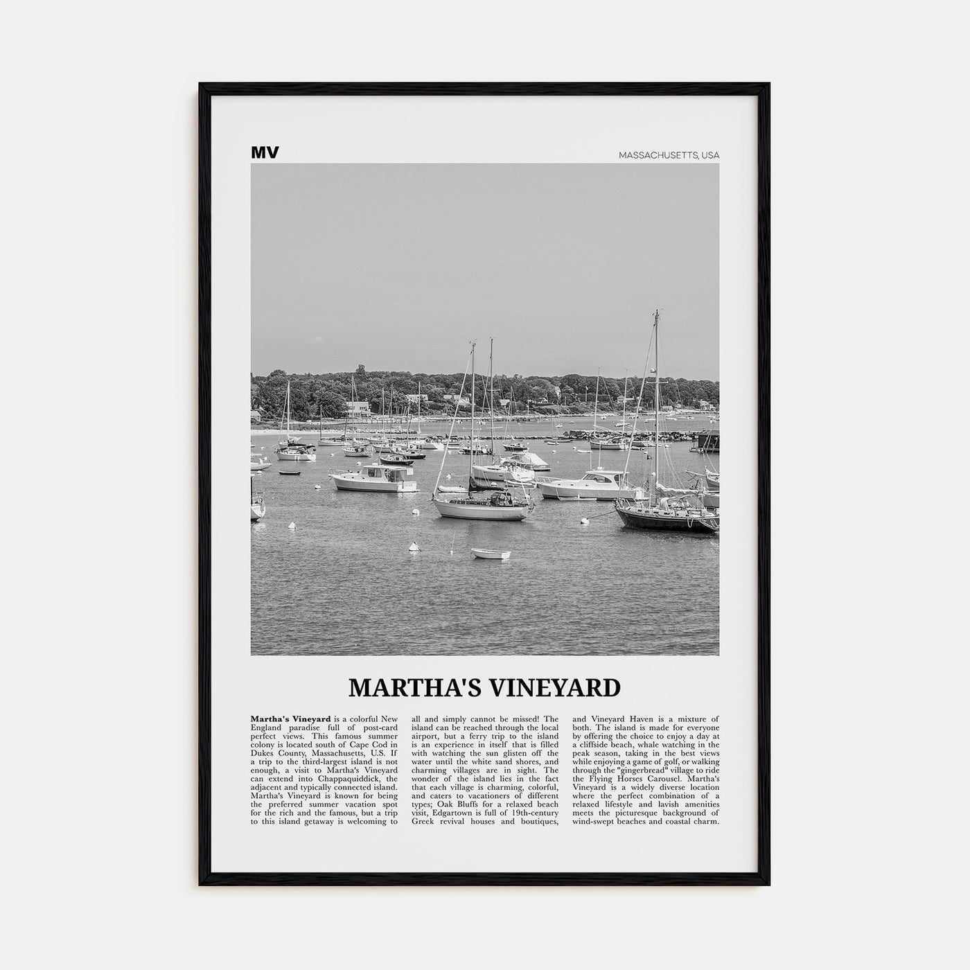 Martha's Vineyard Travel B&W Poster