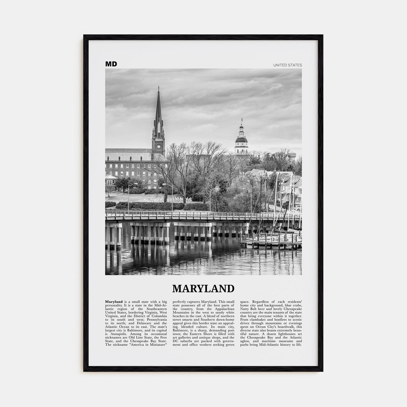 Maryland Travel B&W No 1 Poster