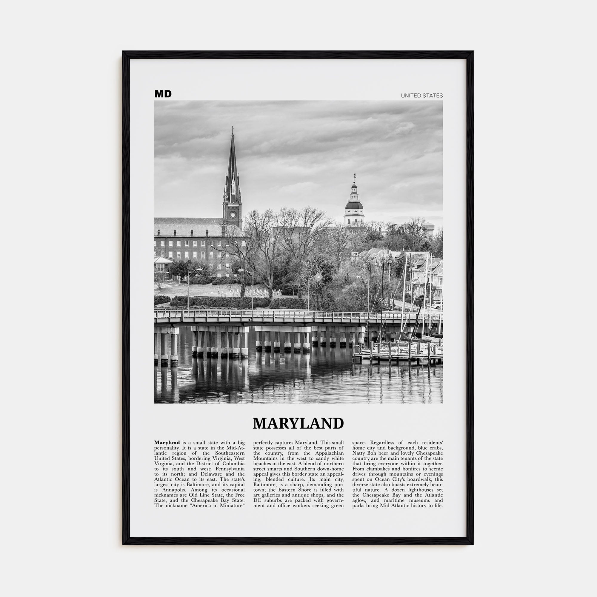 Maryland Travel B&W No 1 Poster