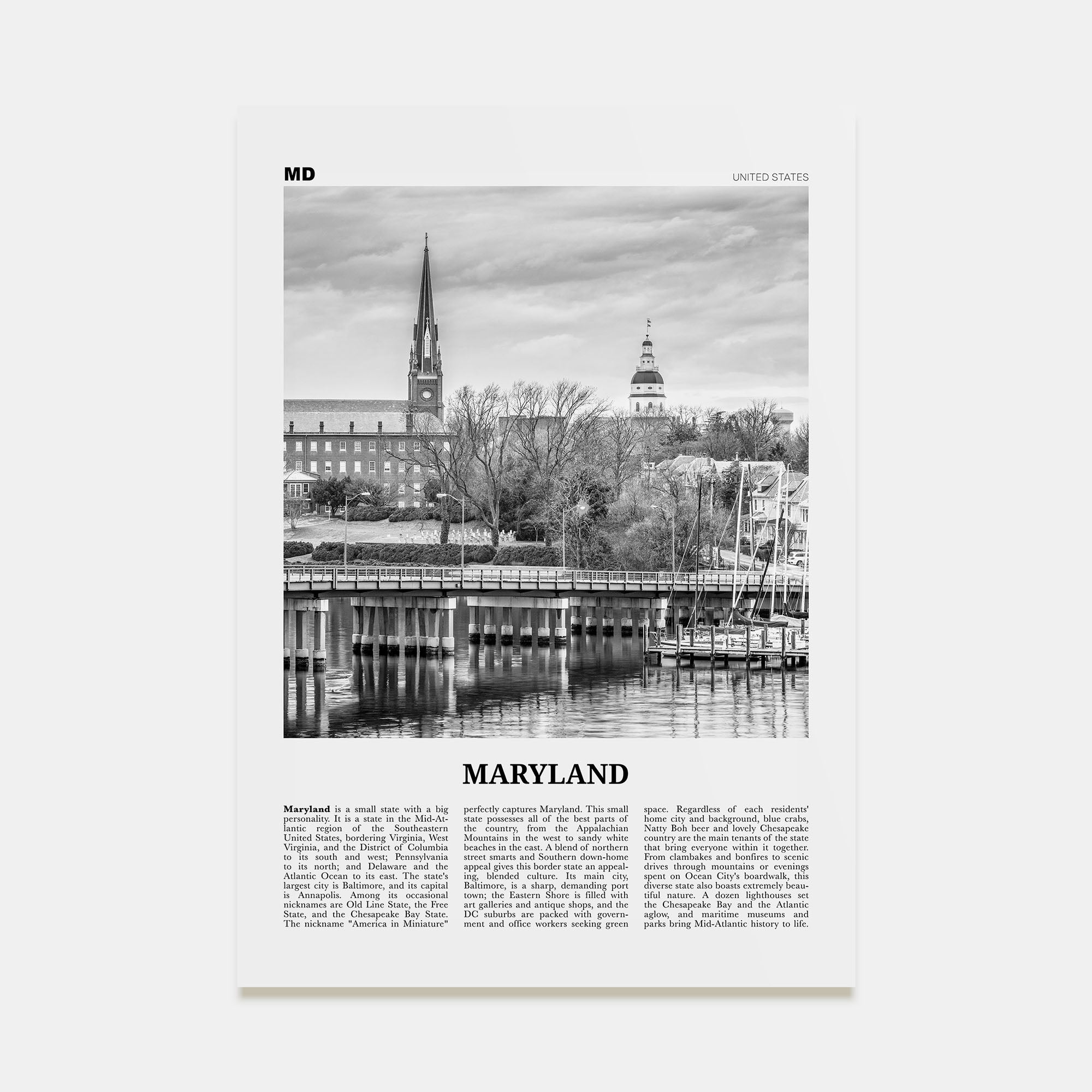Maryland Travel B&W No 1 Poster