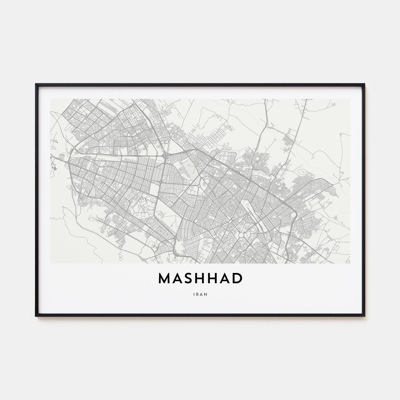 Mashhad Map Landscape Poster