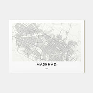 Mashhad Map Landscape Poster