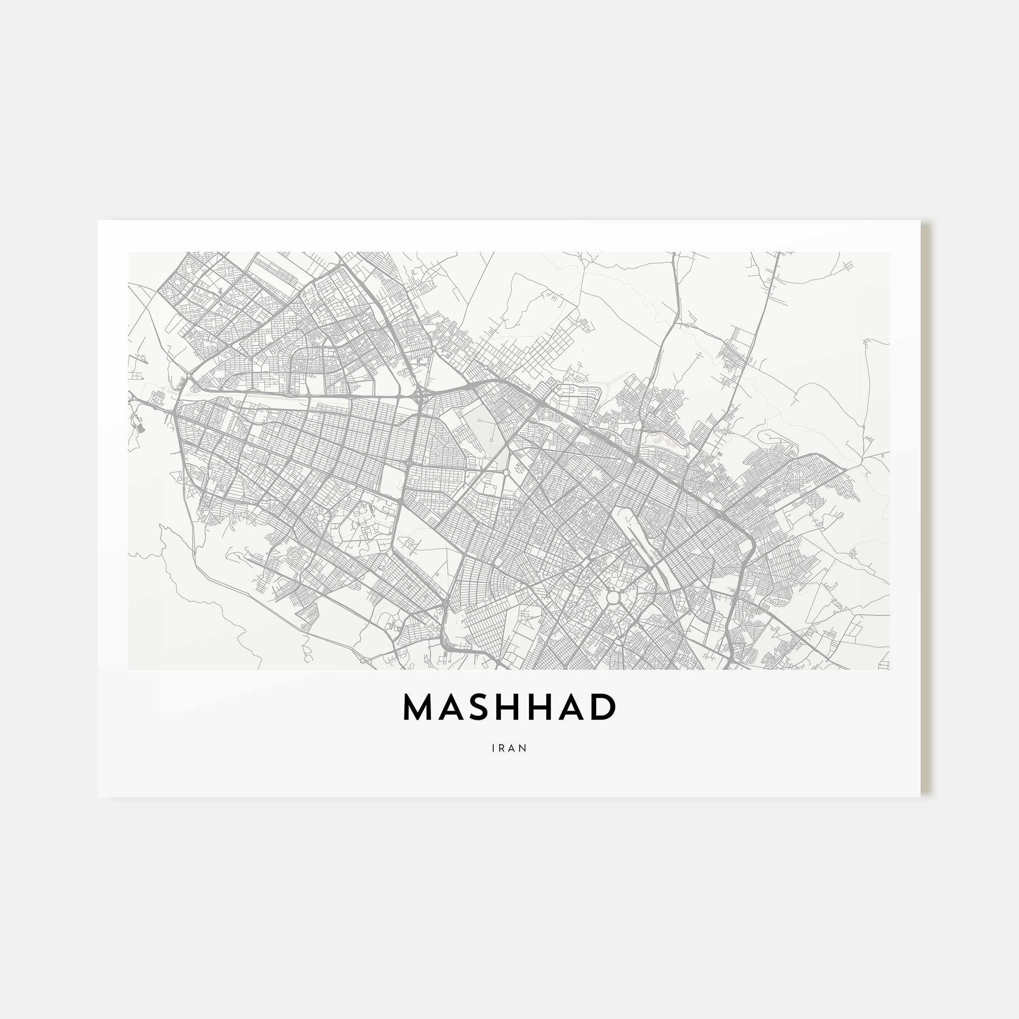 Mashhad Map Landscape Poster
