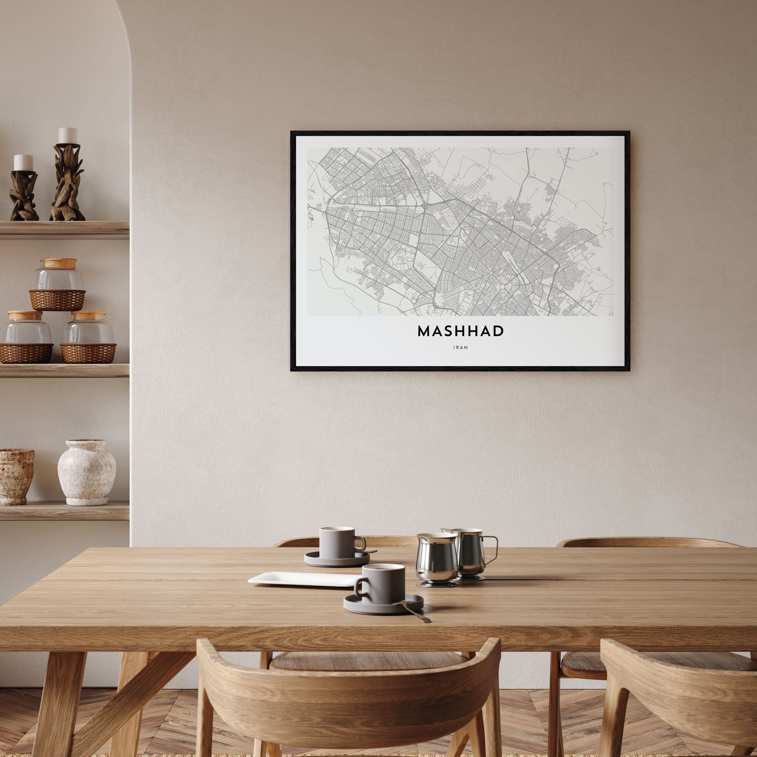 Mashhad Map Landscape Poster