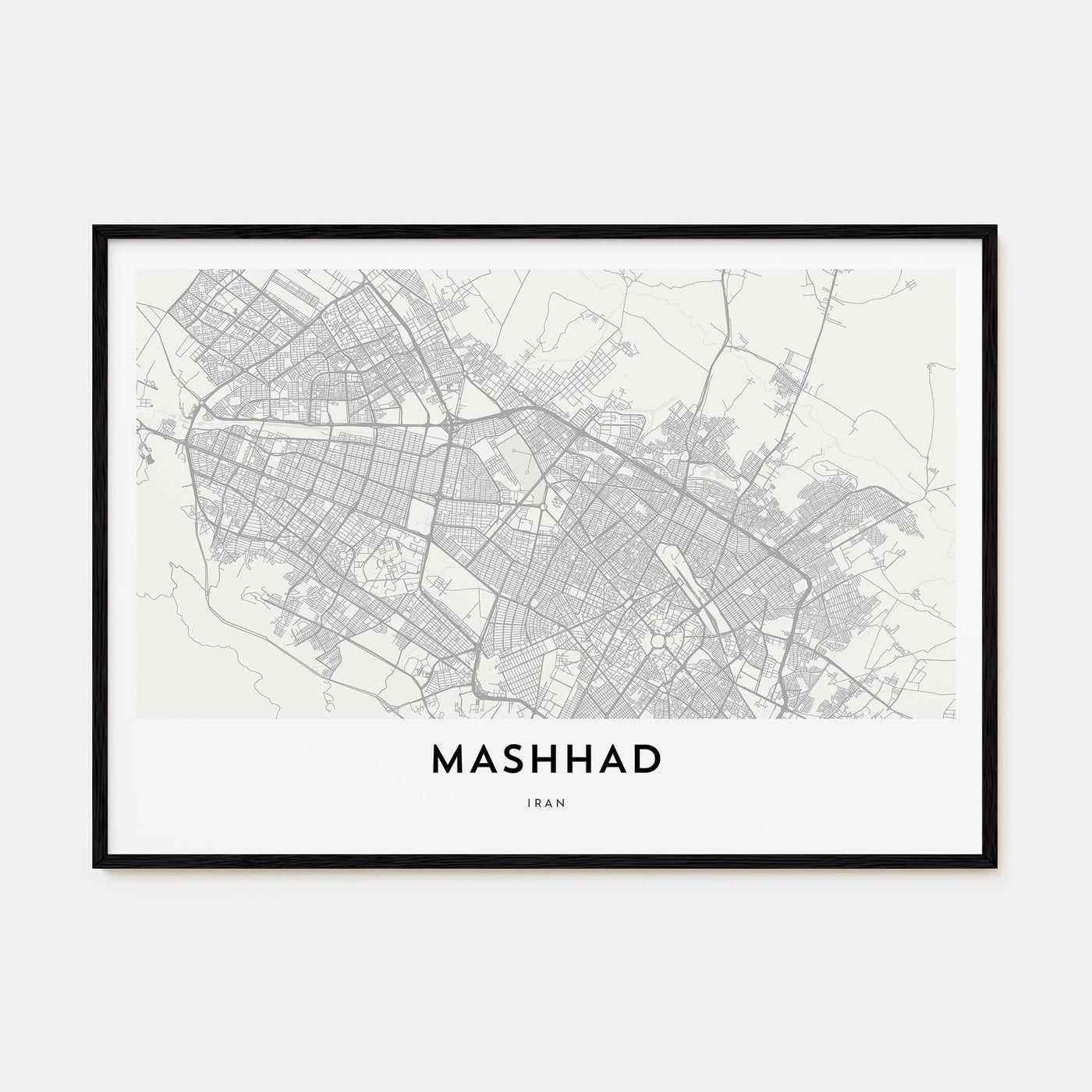 Mashhad Map Landscape Poster
