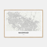Mashhad Map Landscape Poster