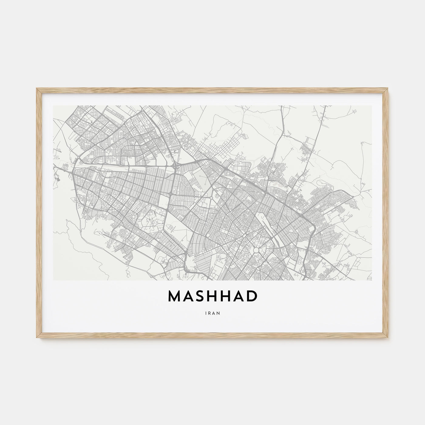 Mashhad Map Landscape Poster