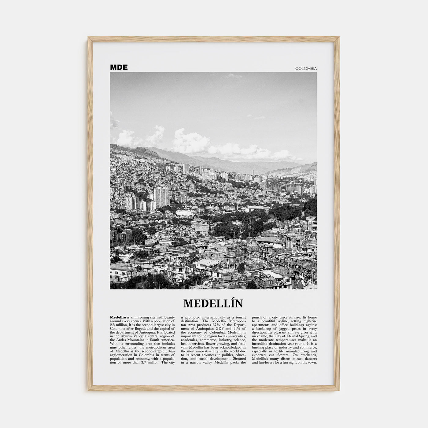 Medellín Travel B&W No 1 Poster