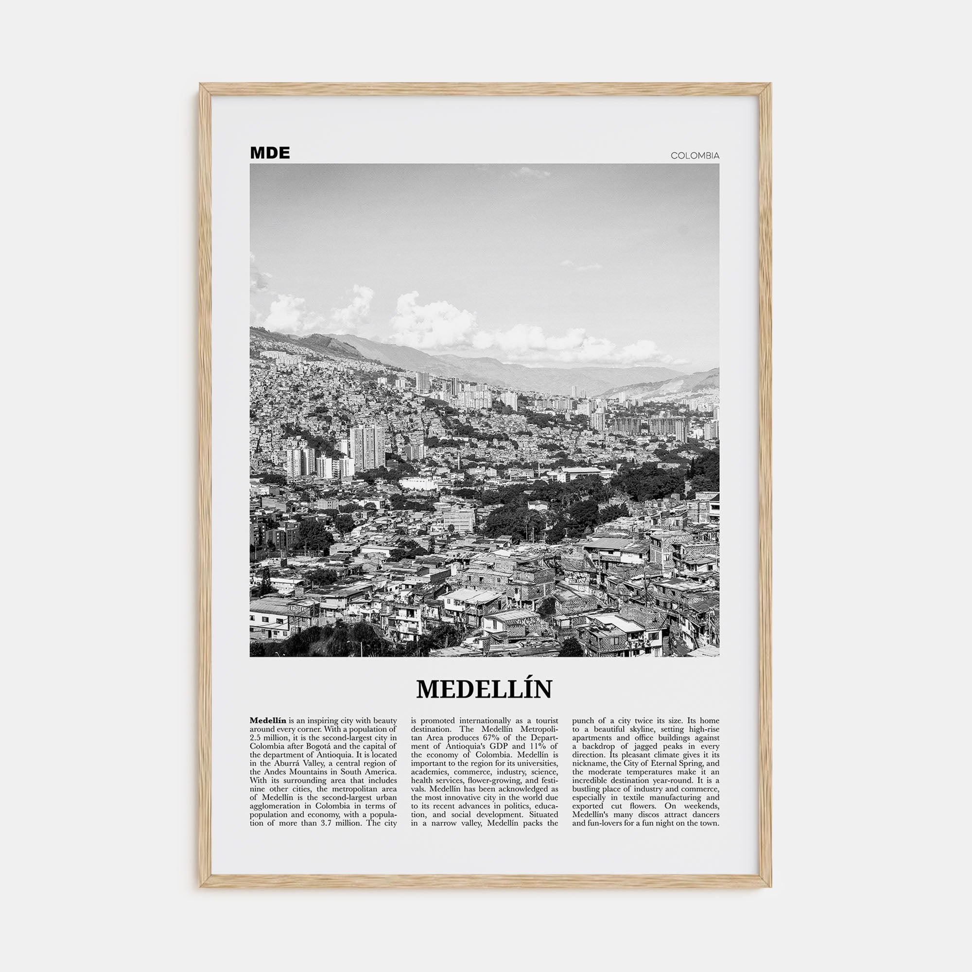 Medellín Travel B&W No 1 Poster