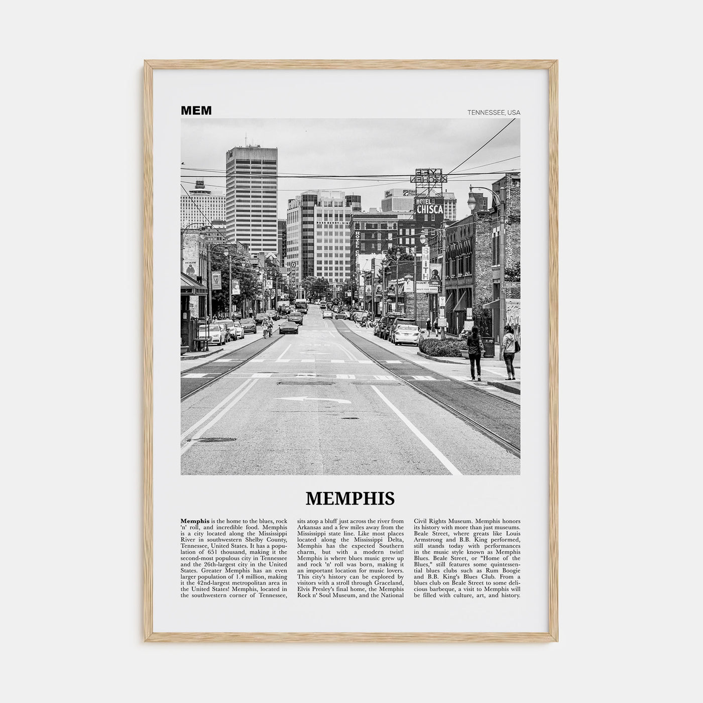 Memphis Travel B&W No 1 Poster