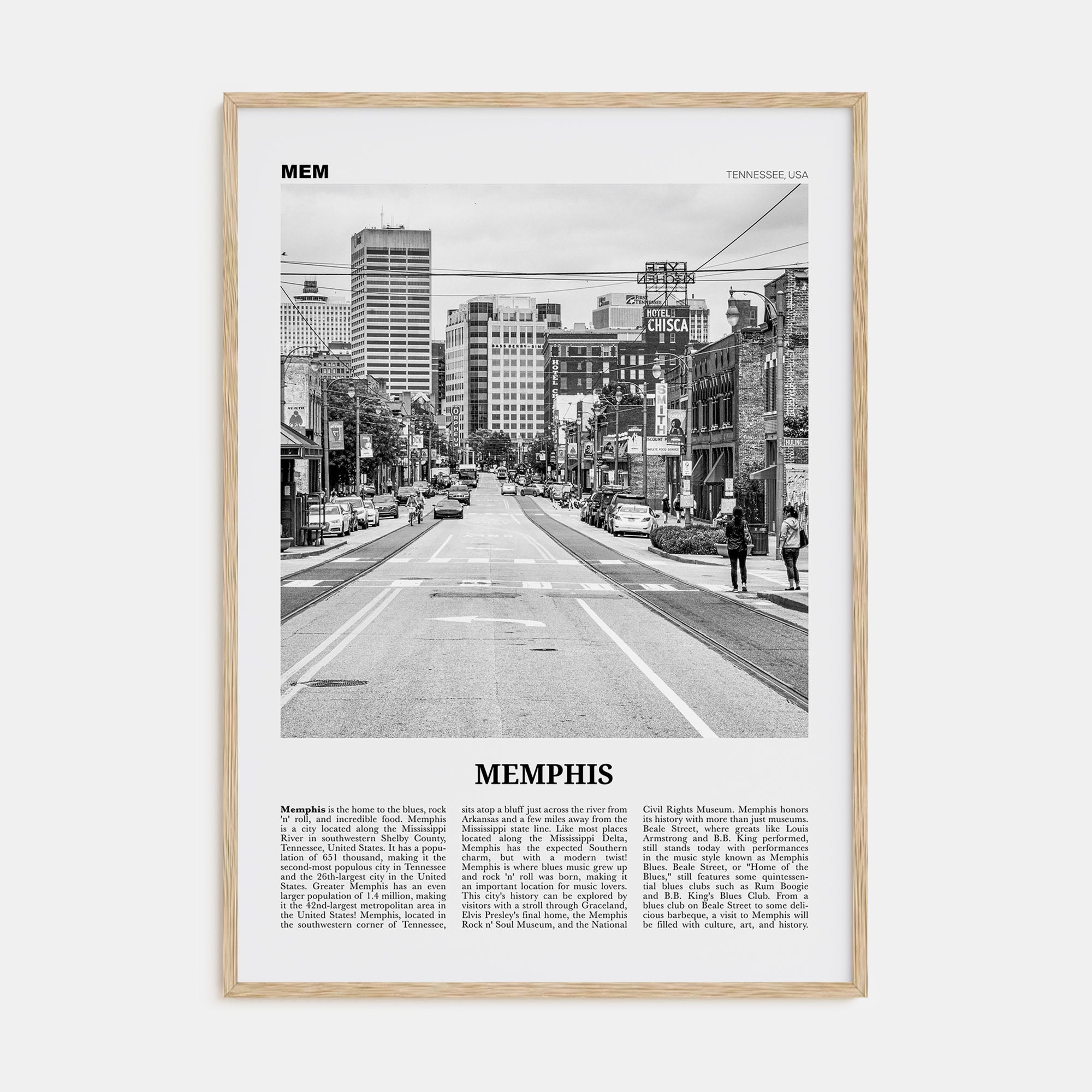 Memphis Travel B&W No 1 Poster