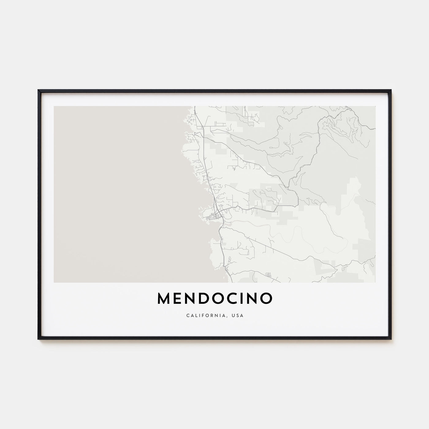 Mendocino Map Landscape Poster