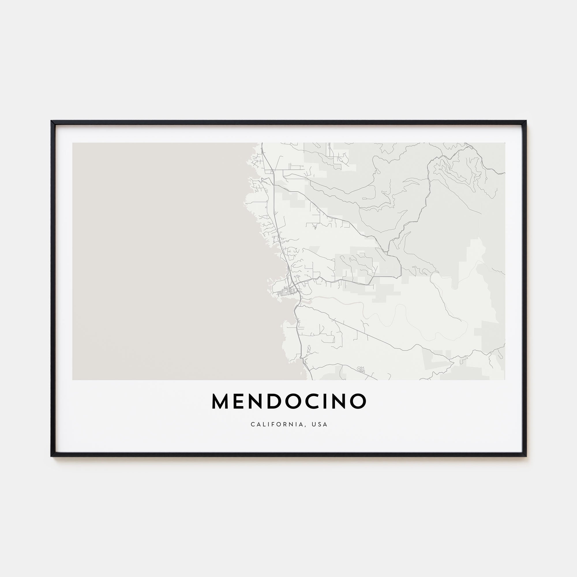 Mendocino Map Landscape Poster