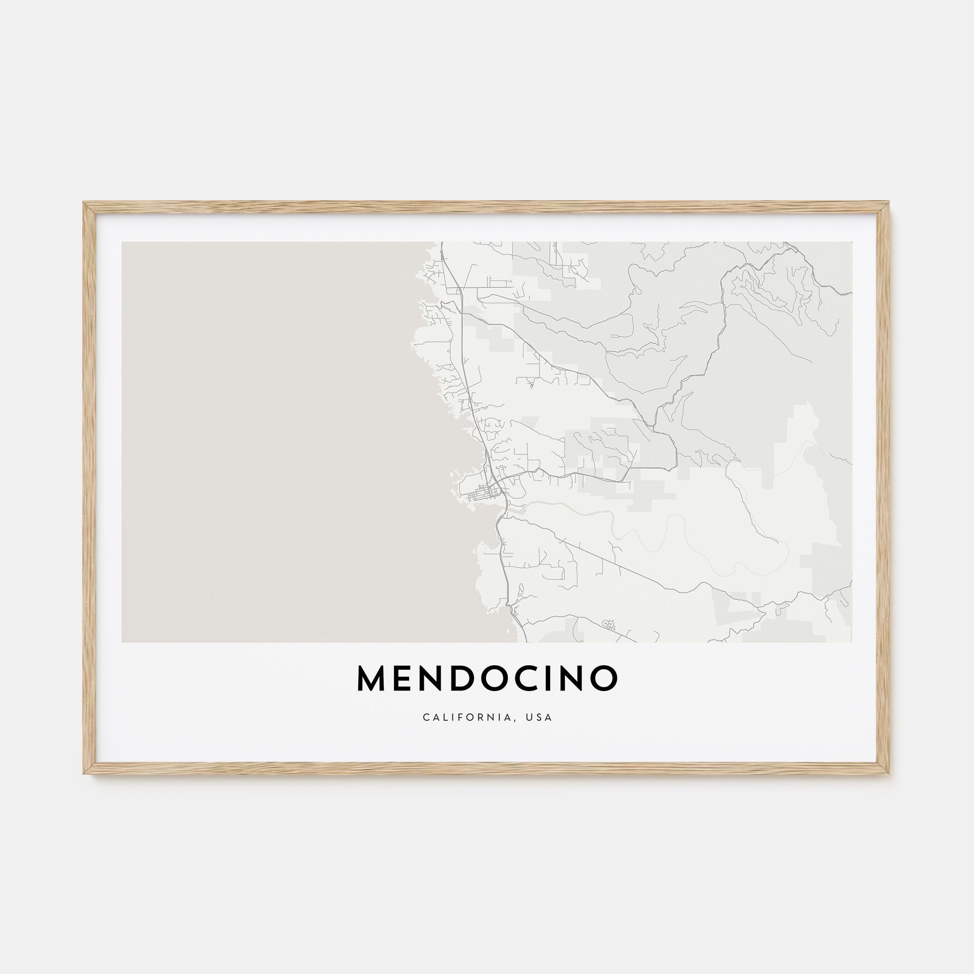 Mendocino Map Landscape Poster