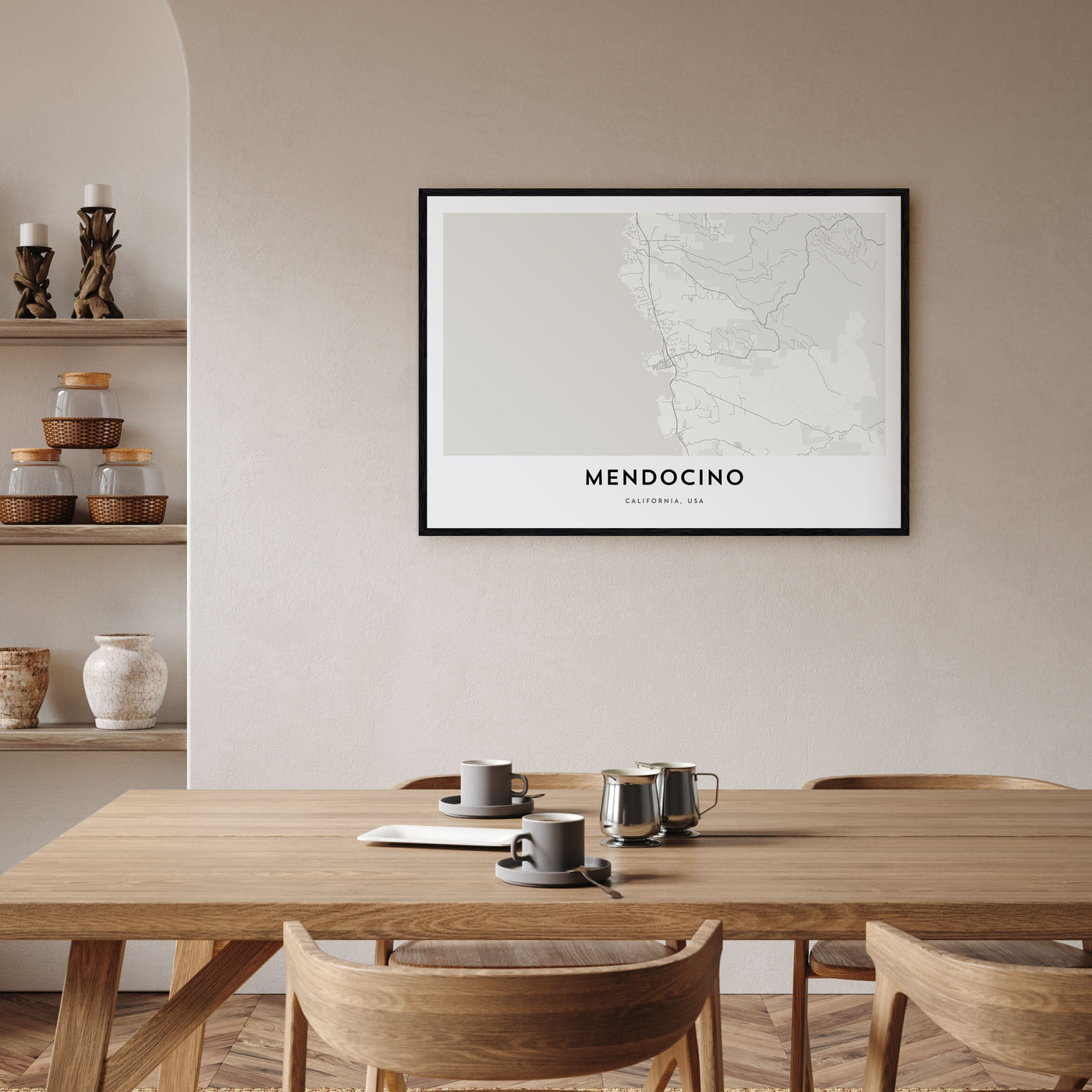 Mendocino Map Landscape Poster
