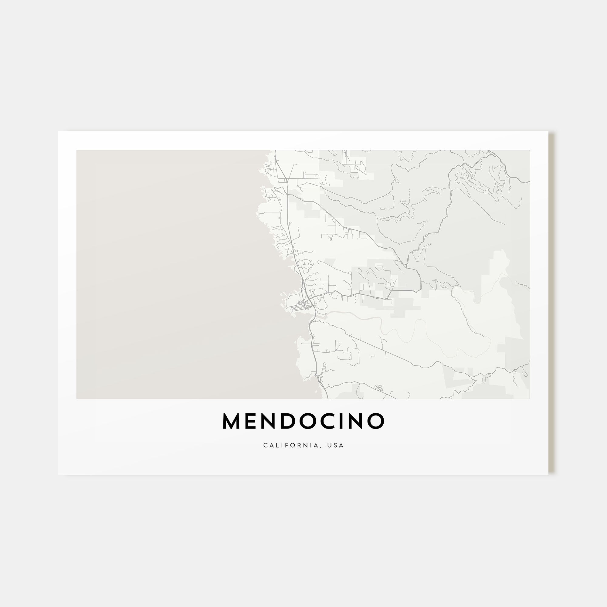 Mendocino Map Landscape Poster